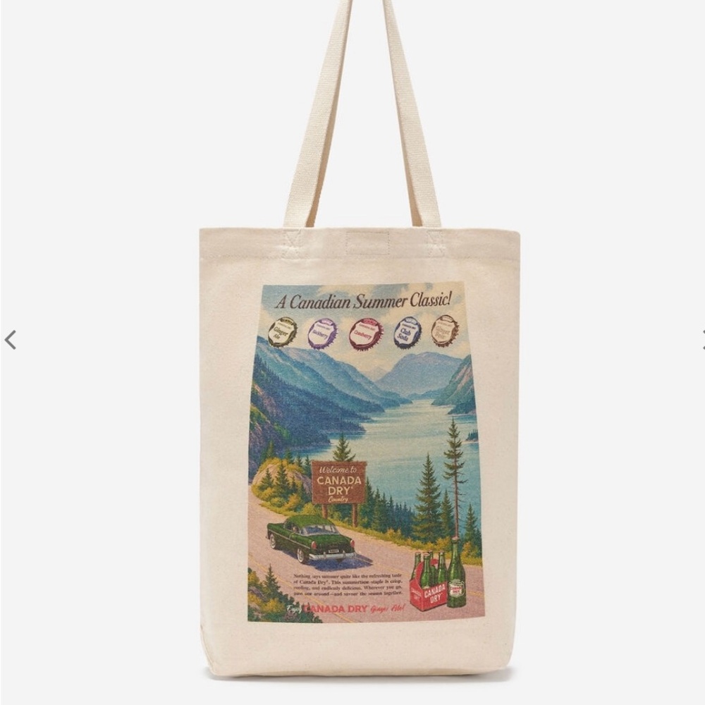 Vintage 🇨🇦  Canada Dry X Roots Style Canvas Tote Bag limited Edition NWT